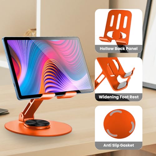 Universal Metal Cell Phone Stand, Multi-Angel Adjustable 360° Rotation Non-Slip Metal Phone Stand Compatible with iPhone 17 Pro Max and All Smartphones (20PCS Orange) - color: 20PCS Orange