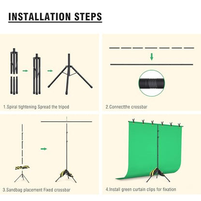 Forlogic Green Screen Backdrop Kit with Stand, 8x7.2ft Portable GreenScreen Background Stand for Streaming Video and Photography Shoots - size: 8*7.2FT