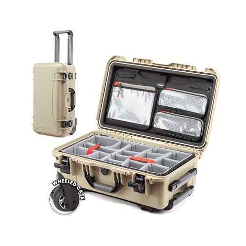 NANUK 935 Pro Photo Kit – Waterproof Travel Camera Hard Case with Padded Dividers and Wheels, 22” x 14” x 9” - Dustproof and Impact Resistant, Airline Carry-On Approved – Desert Tan - color: Desert Tan