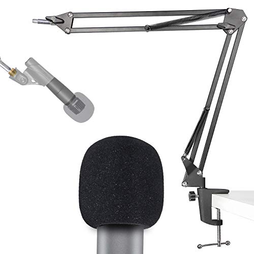 SM58 Mic Stand with Windscreen - Microphone Boom Arm Stand with Foam Cover Pop Filter for SM58S SM58-LC Dynamic Vocal Microphone by YOUSHARES - color: mic stand