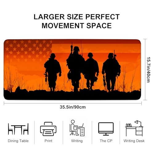 Mouse Pad, Large Anti-Slip with Stitched Edges Desk Mat Desktop Laptop Computer Desk Keyboard Mat,Table Protector Blotter Mat (Soldier, 35.4" x 15.7") - color: Soldier, size: 35.4" x 15.7"