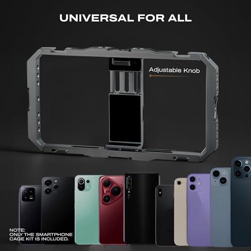 C Coiro Universal Smartphone Phone Cage with Leather Shoulder Strap, Phone Stabilizer for Video Recording and Vlogging for iPhone 17 16 15 for Samsung for Pixel and Other Android Phones