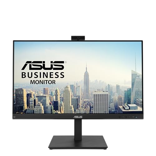 ASUS 27” 1080P Video Conference Monitor (BE279QSK) - Full HD, IPS, Built-in Adjustable 2MP Webcam, Mic Array, Speakers, Eye Care, Wall Mountable, Frameless, HDMI, DisplayPort, VGA, Height Adjustable - style: 27" Webcam Mic Array