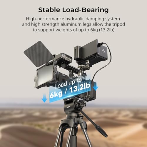 SmallRig AD-01S Video Tripod, 74" Heavy Duty Tripod with Pan and Tilt Fluid Head, Dual-Mode Quick Release Plate, Load up to 13.2lb / 6kg for DSLR, Camcorder, Cameras - style: AD-01S