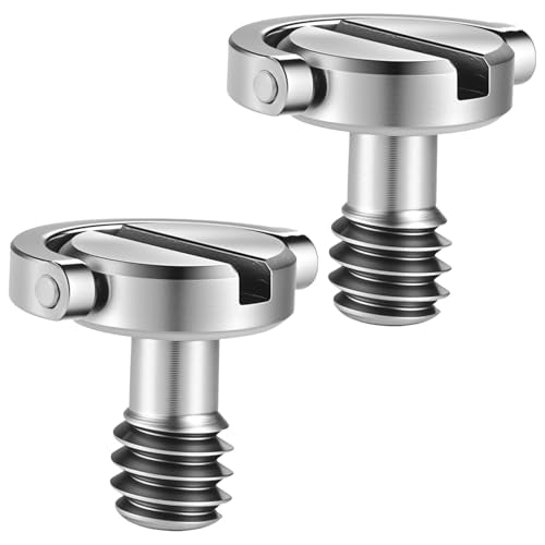 D-Type Screw with D-Ring, 2 Pack Camera Tripod Screws for Mounting Case and Quick Release Plates (Silver)