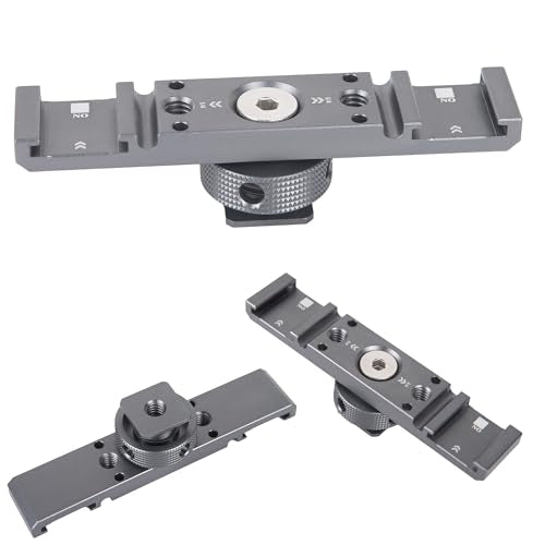 Dual Cold Shoe Mount, Aluminum Alloy Lightweight Camera Mount with Double 1/4 Inch Thread for Streaming, Content Creators, Studio Photography & Outdoor Vlogging