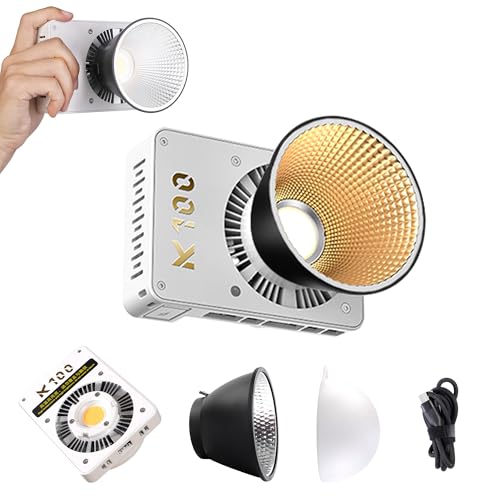 Walking Way 100W Led Video Camera Light Kit, 2800K-6800K Bi-Color Continuous Output Lighting for Photography, Cob Camera Lights with LED Screen 3 Powering, for Film Making, Photography Studio, White - color: White