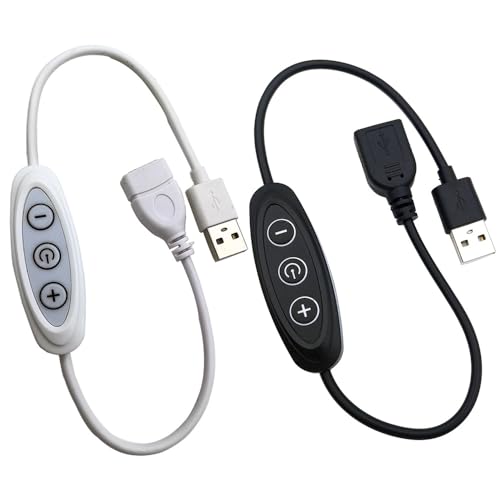 2 Pack Led Strip Lights Dimmer Switch Replacement ON Off Switch Push Button USB Extension Cord Dimmable Controller for LED Lights USB Powered LED Video Light Desk Ring Light Stand Tripod