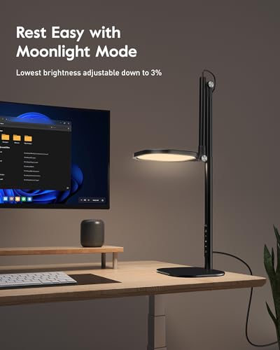 Led Desk Lamps for Home Office with Base, Video Conference Lighting for Zoom, Tall Desk Lamp with 50 Light Modes & Memory and Timer Func Computer Light, Ring Light for Desk for Video Streaming, Webcam - size: Black 2 Pack