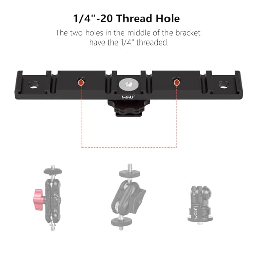 HSU Cold Shoe Mount Bracket, Triple-Head Hot Shoe Mount, and 1/4 Screw Port, Aluminum Cold Shoe Plate Adapter with Cable Slot Bayonet for Microphone, Led Video Light, Monitor (Extension), HGP322L - color: Extension
