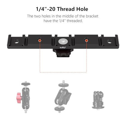 HSU Cold Shoe Mount Bracket, Triple-Head Hot Shoe Mount, and 1/4 Screw Port, Aluminum Cold Shoe Plate Adapter with Cable Slot Bayonet for Microphone, Led Video Light, Monitor (Extension), HGP322L - color: Extension