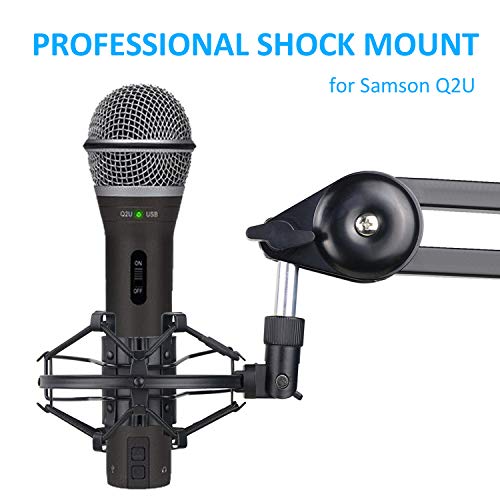 SUNMON Q2U USB/XLR Microphone Shock Mount Holder for Reduces Vibration and Noise, Suitable for Samson Q2U USB/XLR Dynamic Mic - color: Shock Mount