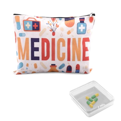 Travel Medicine First Aid Pouch Portable Medication Organizer Pouch Pharmacy Doctor Nurse Gift Bag for Hospital Patient Woman Small Pill Box Travel Case Med Container Pharmacist Accessories for Work - color: Medication Organizer Pouch