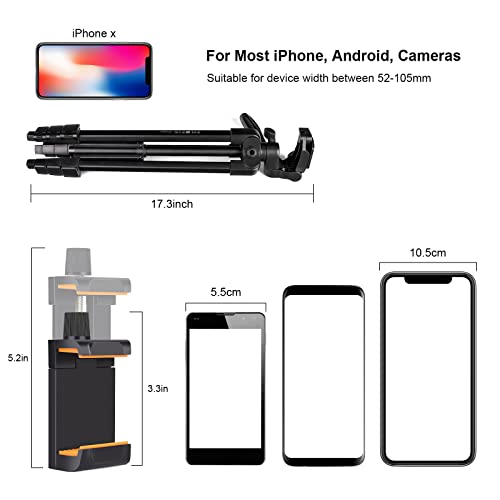 55" Phone Tripod, PHOPIK Aluminum Extendable Tripod Stand with Shutter, Carrying Bag, Compatible with iPhone/Android/Sport Camera&Insta 360 x5 Perfect for Video Recording/Selfies/Live Stream/Vlogging - size: PT204VP