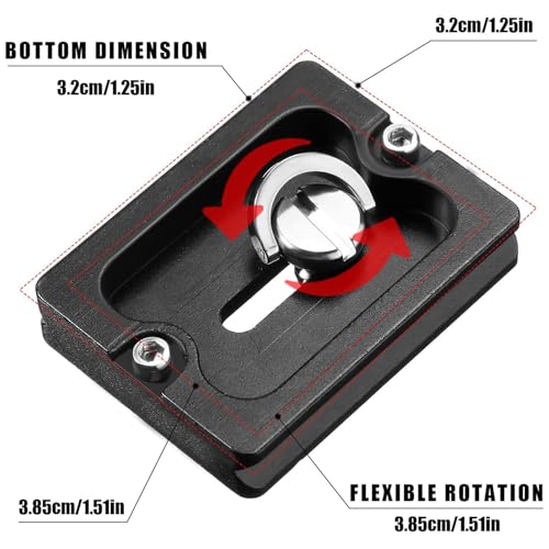 Frienda 2 Pieces Metal Quick Release Plate with 1/4''-20 Camera Screw Tripod Mount Plate Fits Standard for DSLR Camera Tripod Ball Head(Pu50,Black and Blue) - color: Black and Blue, style: PU50