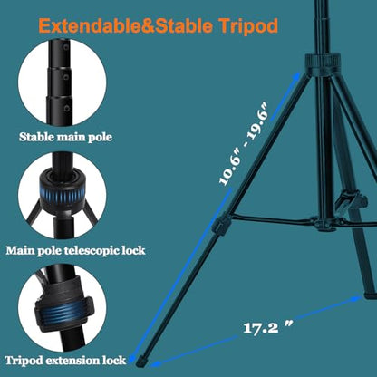 70.9” Auto Face Tracking Tripod for iPhone Anriod Phone,Vlogging Kit | Content creator essentials,with light , 360 rotatable tripod, with wireless microphone and remote - style: With T20 Mic