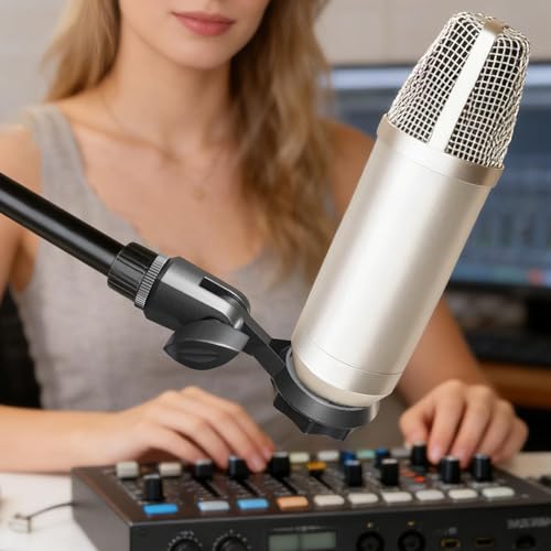 Microphone Clip - Universal Flexible Clamp Build, Reliable Positioning Tool, Lightweight Anti Skid Holder Attachment, Strong Stability Mounting System | Portable Audio Setup Device For Travel