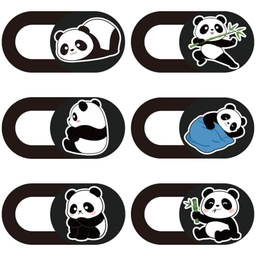 6Pcs 6 Styles Panda Camera Cover 0.04 Inch Ultra Thin Computer Camera Cover for Mini PC Phone Laptop Desktop Tablet Cute Panda Plastic Durable Privacy Protectors for Home Office Work Use - color: Panda-3