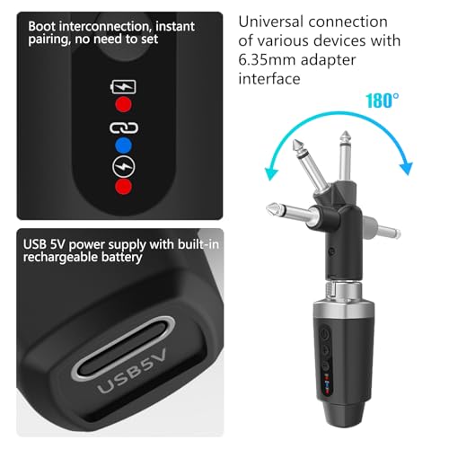 EBJ Wireless Microphone Transmitter Receiver 2.4Ghz, XLR Microphone Wireless System, Rechargeable Wireless Mic Adapter for Audio Mixer, Dynamic Mic, PA Speaker,electric guitar (M-04-2)