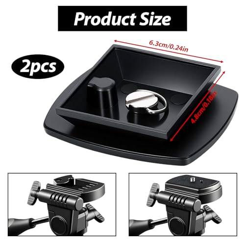 2 Pack Camera Quick Release Plate 63x48mm Universal Tripod Quick Release Plate Camera Mount Adapter Replacement for Tripods and Cameras Tripod Mount