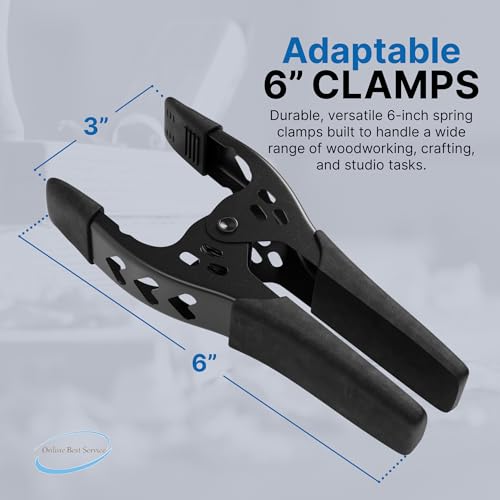 Lot of 12-6" inch Spring Clamp Large Super Heavy Duty Spring Metal All Black - 2.5 inch Jaw opening - size: Lot of 12