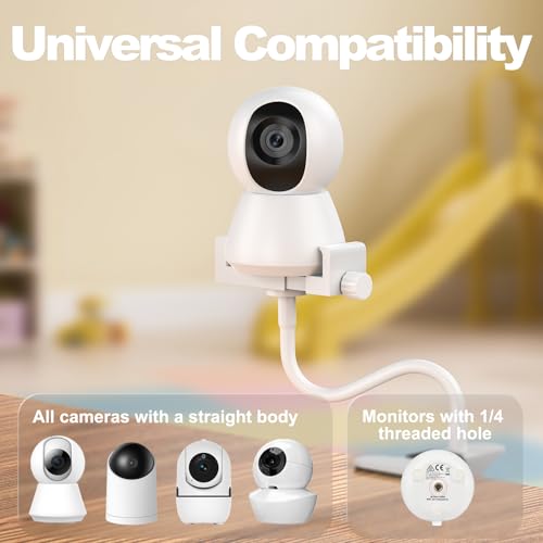 Baby Monitor Mount - Universal Adjustable Monitor Flex Stand for Hello Baby, Nanit Pro, Infant Optics, VTech & Most Baby Monitors - Detachable Arm Camera Clip Mount with Cute Stickers for Crib - size: Monitor Mount Only