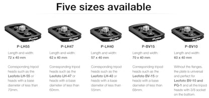 Leofoto P Series QR Base Plates, Quick Link Head Base, Anti-Twist Screws, Arca Compatible (P-LH40) - size: P-LH40