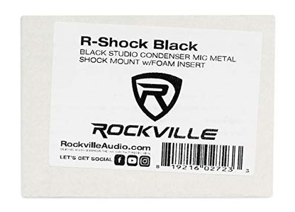 Rockville R-Shock Black Metal Shock Mount for Studio Condenser Microphones, 43-48mm Fit, Anti-Vibration Design, Durable Build, for Podcasting and Recording