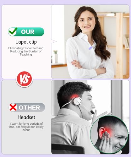 SHIDU 35W Power Voice Amplifier with Bluetooth Wireless Lavalier Microphone, Portable Teacher Mic with Speaker Personal Clip On Microphone System for Teacher Meeting Training-M500 (Purple) - color: Purple