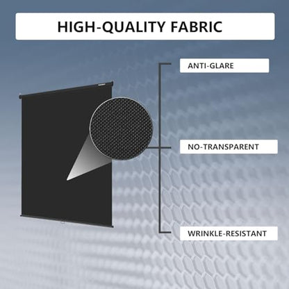 RAUBAY Retractable Pull Down Black Screen Backdrop - 59.8" x 86.6" Collapsible Wall-Mount Background for Professional Video Production, Photography, TikTok and Video Conferencing - color: Black, size: Standard(59.8 x 86.6in)