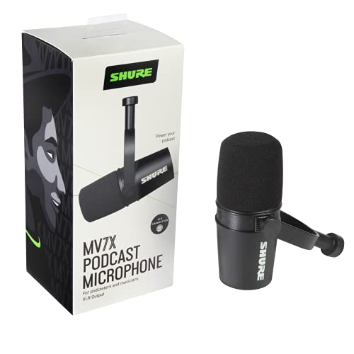 Shure MV7X XLR Dynamic Microphone for Podcasting, Streaming & Vocal Recording - Voice-Isolating Cardioid Mic with Broadcast-Style Design & All-Metal Construction, Black | Xlr Output, Voice Isolation, Dynamic Cardioid Capsule, All-Metal Body, 50-16, 000 Hz