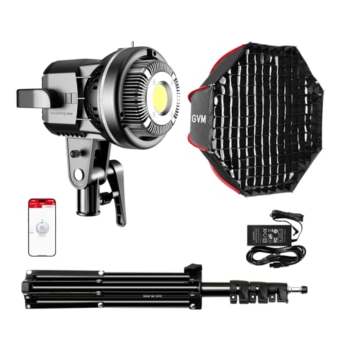 GVM 80W Video Light, Studio Lights for Photography, Softbox Lighting Kit with Bowens Mount, CRI97+ 5600K Colour Temperature , 22in Softbox, Tripod Stand, YouTube, Video, Wedding - size: P80S 80W