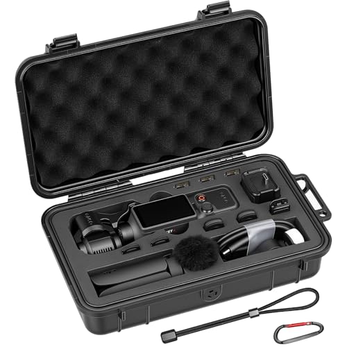 AMAZEAR Waterproof Hard Case Compatible with DJI OSMO Pocket 4 / Xtra Muse, Pocket4 Creator Combo Accessories Small Hard Shell Cover Travel Box for Carrying, Protection, Storage, Organization, Black