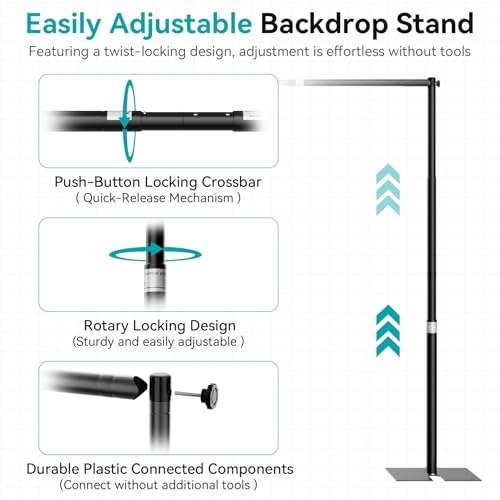 10x10ft Pipe and Drape Stand Kit, Adjustable Heavy Duty Backdrop Stand with Metal Steel Flat Base, Large Extendable Sturdy Photo Background Stand Frame for Wedding Parties Banner Photography - size: 10x10ft
