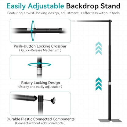 10x10ft Pipe and Drape Stand Kit, Adjustable Heavy Duty Backdrop Stand with Metal Steel Flat Base, Large Extendable Sturdy Photo Background Stand Frame for Wedding Parties Banner Photography - size: 10x10ft