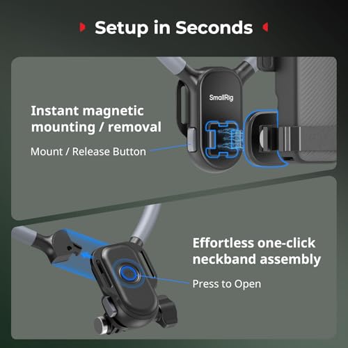 SMALLRIG Magnetic Neck Mount for DJI Pocket 4/3/OSMO 360/Nano/Action 6/5 Pro/4, for GoPro Hero 13/12/11/10, for Insta 360 X5/X4/X3/Ace Pro 2, Action Camera Chest Mount for Hands-Free POV Vlogging-5567 - style: for Pocket 4/3&Action Camera