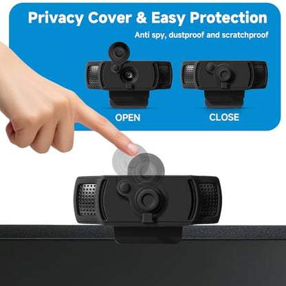 Webcam Cover for Logitech C920x HD Pro Stream Webcam | Premium Silicone Privacy Shutter Case, Compatible with C920 C922 C930 Series, Web Camera Lens Protector, 1 Pack, Black