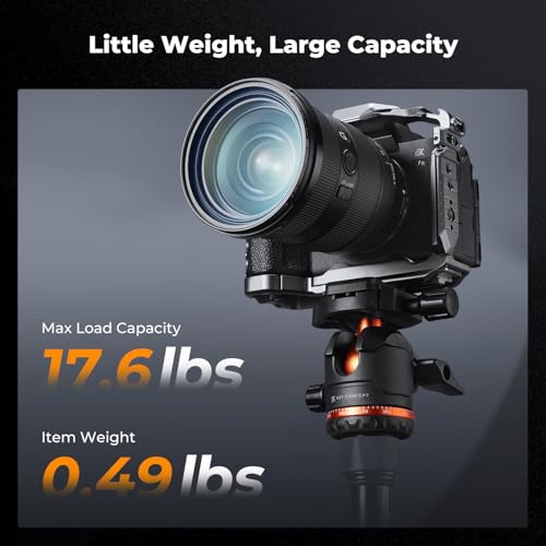 K&F CONCEPT 36mm Tripod Ball Head, 8kg Heavy Duty Head with Detachable Handle & Tilt Limiter, Arca Swiss Ball Head Mount with Quick Release + 360° Panoramic for Mirrorless Cameras and DSLRs