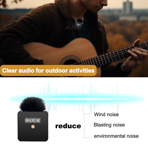 2PC Professional Microphone Windscreens for Rode Wireless Go, Thick Fuzzy Wind & Pop Noise Reduction Cover, Outdoor Recording Essential Accessories (Black) (Charcoal Gray)