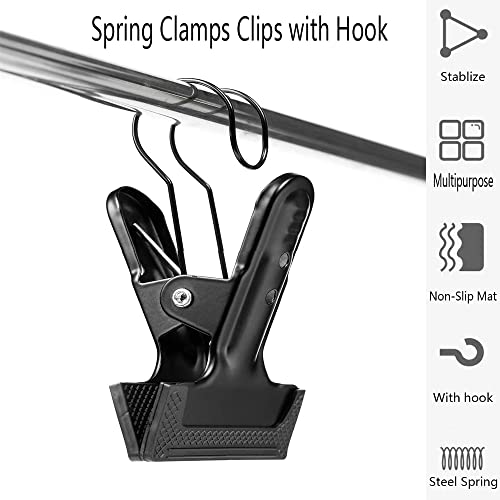 Backdrop Spring Clamps With Hook- 4 Pack of 4" Heavy Duty Clips for Photography Background Stands, Woodworking & Home Improvement Projects | For Photography Background Stands, Woodworking, Home Improvement Projects - size: 4 Packs