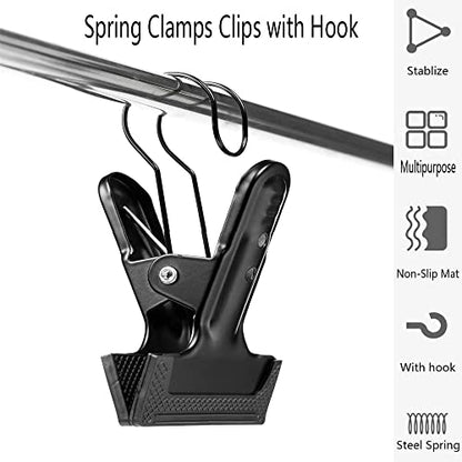 Backdrop Spring Clamps With Hook- 4 Pack of 4" Heavy Duty Clips for Photography Background Stands, Woodworking & Home Improvement Projects | For Photography Background Stands, Woodworking, Home Improvement Projects - size: 4 Packs