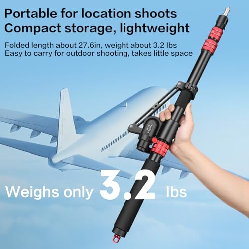 FreeSea Tripod Extension Arm & Boom Arm, 27.6–80.7 Inch Adjustable Stand | 27.6-80.7" Aluminum Alloy Heavy Duty w/ 4.4lbs Load, 90° Tilt & Extendable Tail for C Stand Photography
