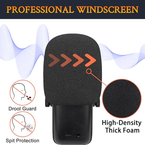 SOULWIT 2Pcs Pop Filter for Elgato Wave:3(Wave3), Protective Mic Cover Windscreen Foam - Black