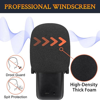 SOULWIT 2Pcs Pop Filter for Elgato Wave:3(Wave3), Protective Mic Cover Windscreen Foam - Black