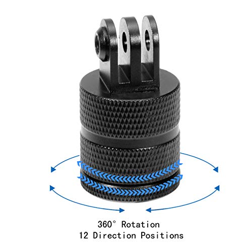 360 Degree Rotation Tripod Mount Adapter, Aluminum 1/4 inch 20 Camera Mount Compatible with GoPro 13/12 Black,Hero10/ 9/8/ 7/6/ 5/ Series,DJI, XiaoYi and Other Standard 1/4 Accessories - size: 360 degree rotating base