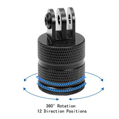 360 Degree Rotation Tripod Mount Adapter, Aluminum 1/4 inch 20 Camera Mount Compatible with GoPro 13/12 Black,Hero10/ 9/8/ 7/6/ 5/ Series,DJI, XiaoYi and Other Standard 1/4 Accessories - size: 360 degree rotating base