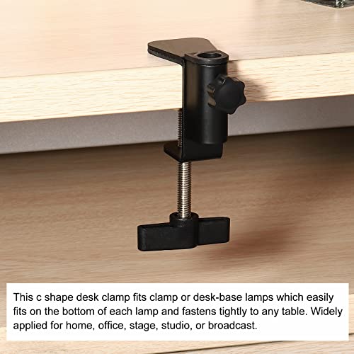 PATIKIL 0.49" Hole Dia. Desk Clamp, 2 Pcs Universal C-Clamp Base with Adjustable Screw for Microphone Mic Arm Table Lamp Mount Holder, Black - color: Black