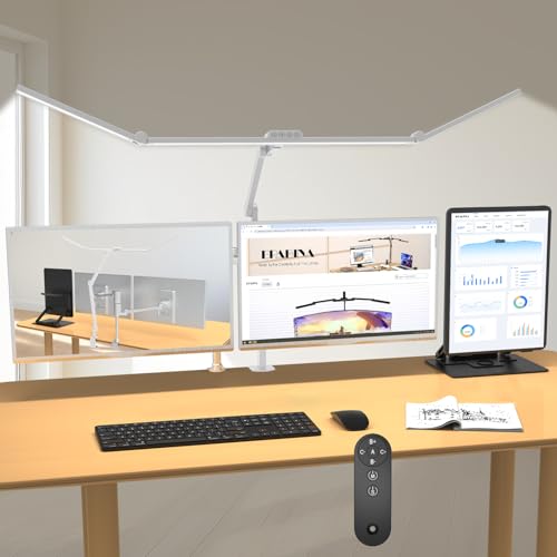 EPABINA 36W Ultra Bright Architect Desk Lamp with Clamp, Tall Overhead Rotatable Led Desk Light for Home Office, 47Inch Long Adjustable Monitor Light Bar with Remote for Computer Screen Desktop Table - color: White