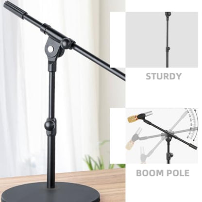 50cm Telescopic Mic Stand Extension Boom Arm with 3/8 Thread Metal Connector Pole for Podcasting, Streaming, and Desktop Microphone Stands