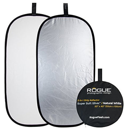 Rogue 2-in-1 Collapsible Reflector - Super Soft Silver / Natural White 20x40" | a softer more diffuse light than shiny silver reflectors - size: 20x40" Reflector